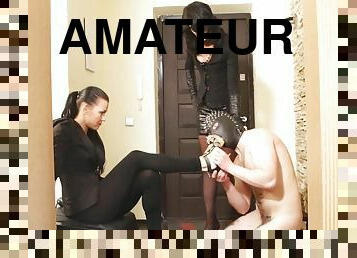 russe, amateur, bdsm, esclave, trio, bas, femme-habillée-mec-nu, fétiche, humiliation, domination