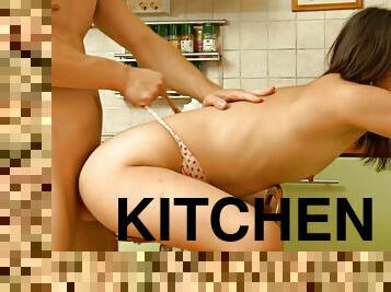 Petite Girl Rammed In The Kitchen