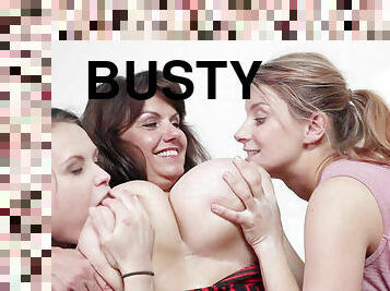Busty Lesbian Threesome Sex