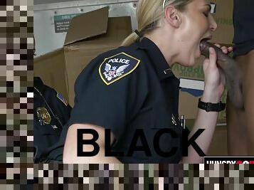 Raunchy mommy cops sucks on suspects dick