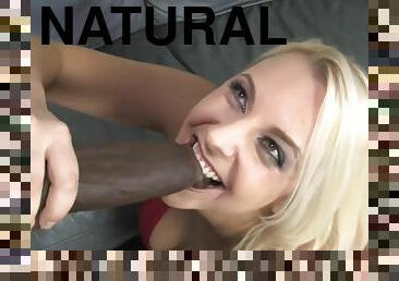 Sex-addicted blonde nymph interracial porn video