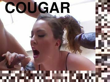 Horny cougar interracial gangbang porn
