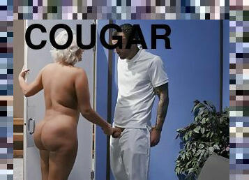 Watch as Alex Legend fucks a thick blonde cougar in the sauna