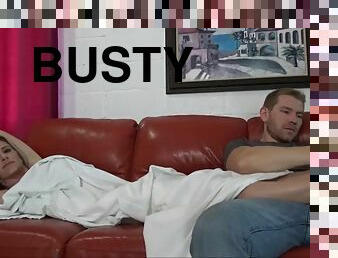 hot busty stepmom Cory Chase enjoys foot massage