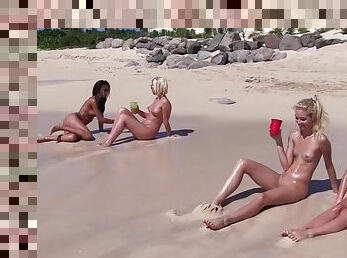 Skinny naked girls on the beach