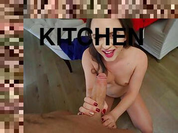 Kitchen butt fuck with playful Alex More