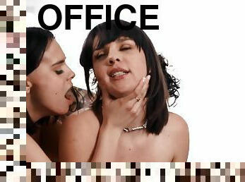 Kuleana & Gabbie Carter enjoy office 3some