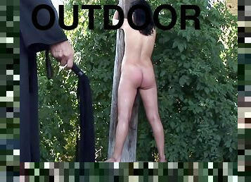 Hot ass slave girl Vivenne F tied up and tortured outdoors. HD