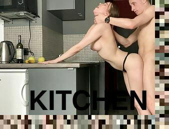Kitchen sex evolves into intense bathroom sex