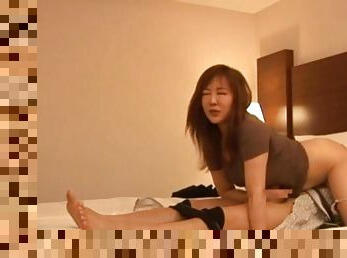 Homemade video of a Japanese girlfriend being fucked on the bed