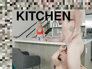 FFM threesome in the kitchen with Alexis Fawx & Blake Blossom