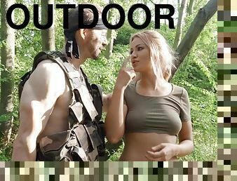 Outdoor fucking in the forest with blonde Cherry Kiss - HD