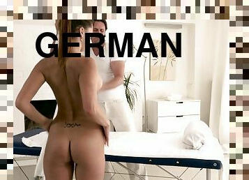 German natural tits milf seduced with oil sex massage