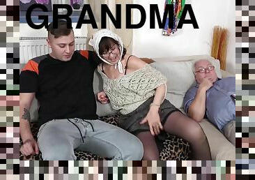 71 years old grandma enjoys her first rough big dick cuckold sex in front of her shocked husband