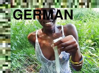 German black african teen at amateur outdoor pov fuck