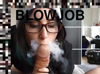 POV Smoke blowjob with german amateur teen homemade