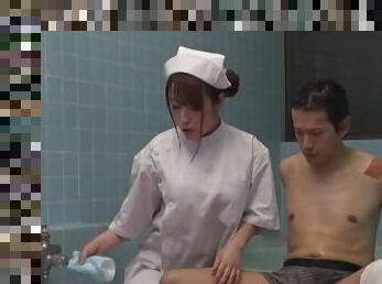 Japanese nurse moans while getting fucked by her patient