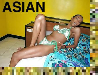 Dark skinned Asian ladyboy sex massage