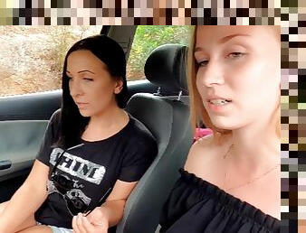 German teen lesbian public fuck in car