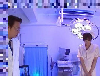 Naughty Japanese nurse Mai Hanano gets pleasured by the doctor