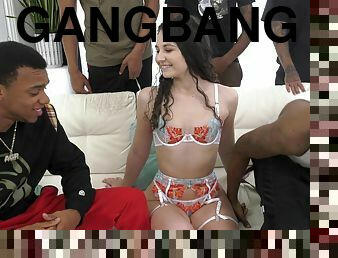 Hardcore interracial gangbang with cum loving slut Liz Jordan