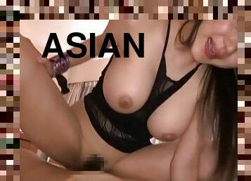 Sexy Asian babe Okina Anna shows her amazing boobs and rides a dick