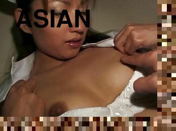 Sexy Asian girl Hitomi Ikeno drops her panties to be fucked hard
