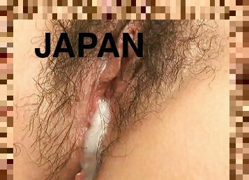 Japanese Arisa Kumada with hairy pussy gets a cumshot after dicking