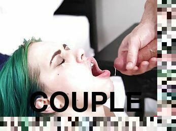 Video of green-haired Taurus having hardcore sex on the bed