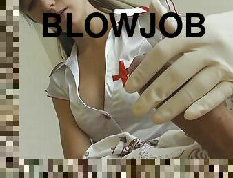 Medical Nurse Gives POV Handjob & Blowjob - Big tits in uniform