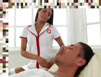 Naughty Latina nurse Katya Rodriguez enjoys riding a large dick