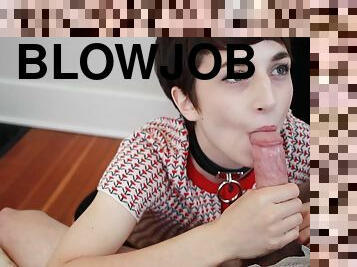 Short hair girlfriend Flora Rodgers gives an amazing blowjob