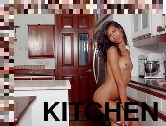 Hot ass Latina Scarlett Camila masturbates in the kitchen