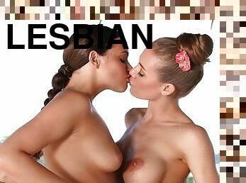 Beautiful lesbians taste each others pussies and assholes