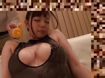 Oiled Japanese girl Saiyou Miyu enjoys getting pleasured with toys