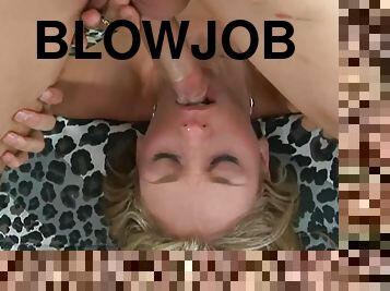 Closeup video of cute Montana Rae giving a sloppy blowjob