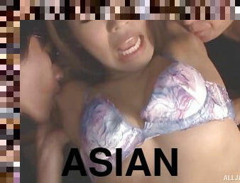 Hardcore fucking between two dudes and one cock hungry Asian girl