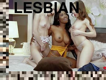Lesbian interracial sex on the bed with hot ass Lina Mercury