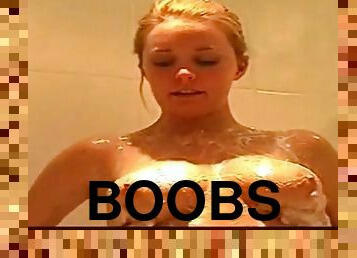 Sweet chick Chesney loves rubbing her boobs and pussy in the shower