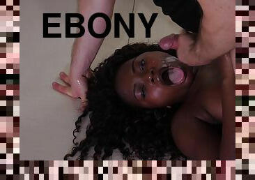 Ebony slave girl Noemie Bilas eats ass and gets fucked by a white dick