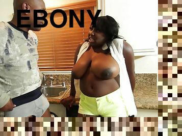 Ebony BBW Feeling The Heat Goes Braless Fucks BBC