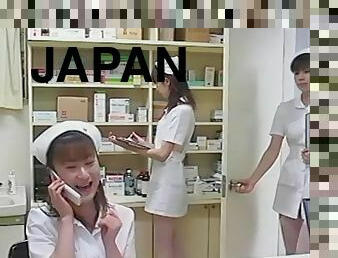 Small tits Japanese nurses take off their panties to have sex