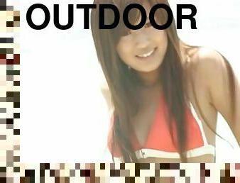 Outdoors blowjob ends with a facial for natural boobs Rio Fujisaki