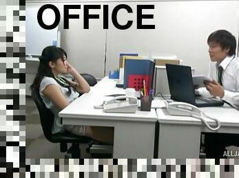 Horny office babe masturbates and gets fucked by her colleague