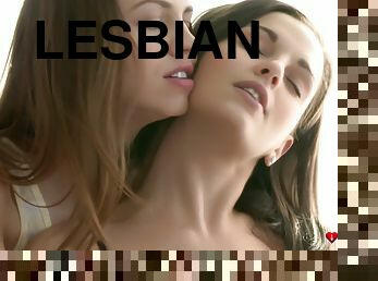 Lesbo sluts Eve Angel and Eufrat Mai have amazing sex on the bed