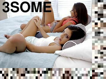 Girlfriend Avi Love and her room-mate Selena Stone in a 3-way