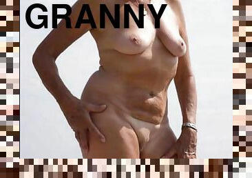 Nude granny on the beach