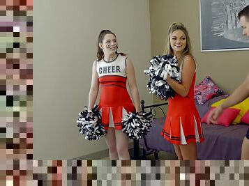 Cheerleaders Ember Stone and Ms Faris drop their clothes for one man