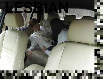 Sensual lesbian sex in the back of the car - Anna and Bella
