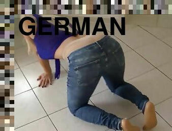 Horny German blonde sucks and fucks her husband!